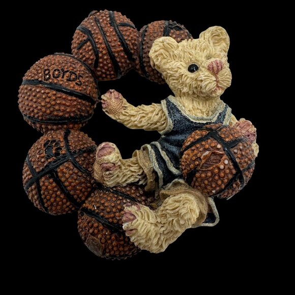 Boyds Bears & Friends Teddy Bear Basketball Pin Brooch Paw Print on Ball - Picture 1 of 5